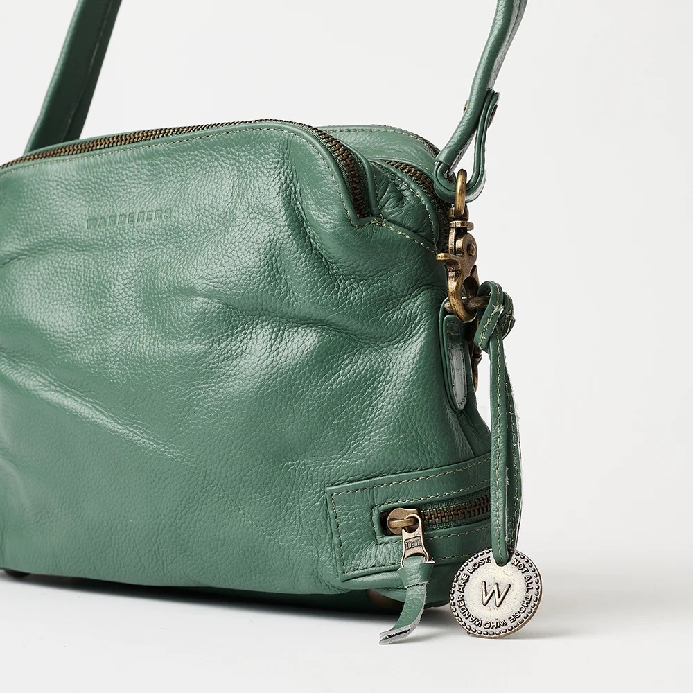 Willa Verde Pebbled Leather Crossbody Bag - Verde Green - Picture 2 of 11
